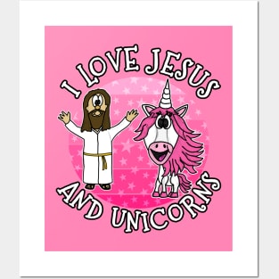 I Love Jesus and Unicorns Christian Unicorn Funny Posters and Art